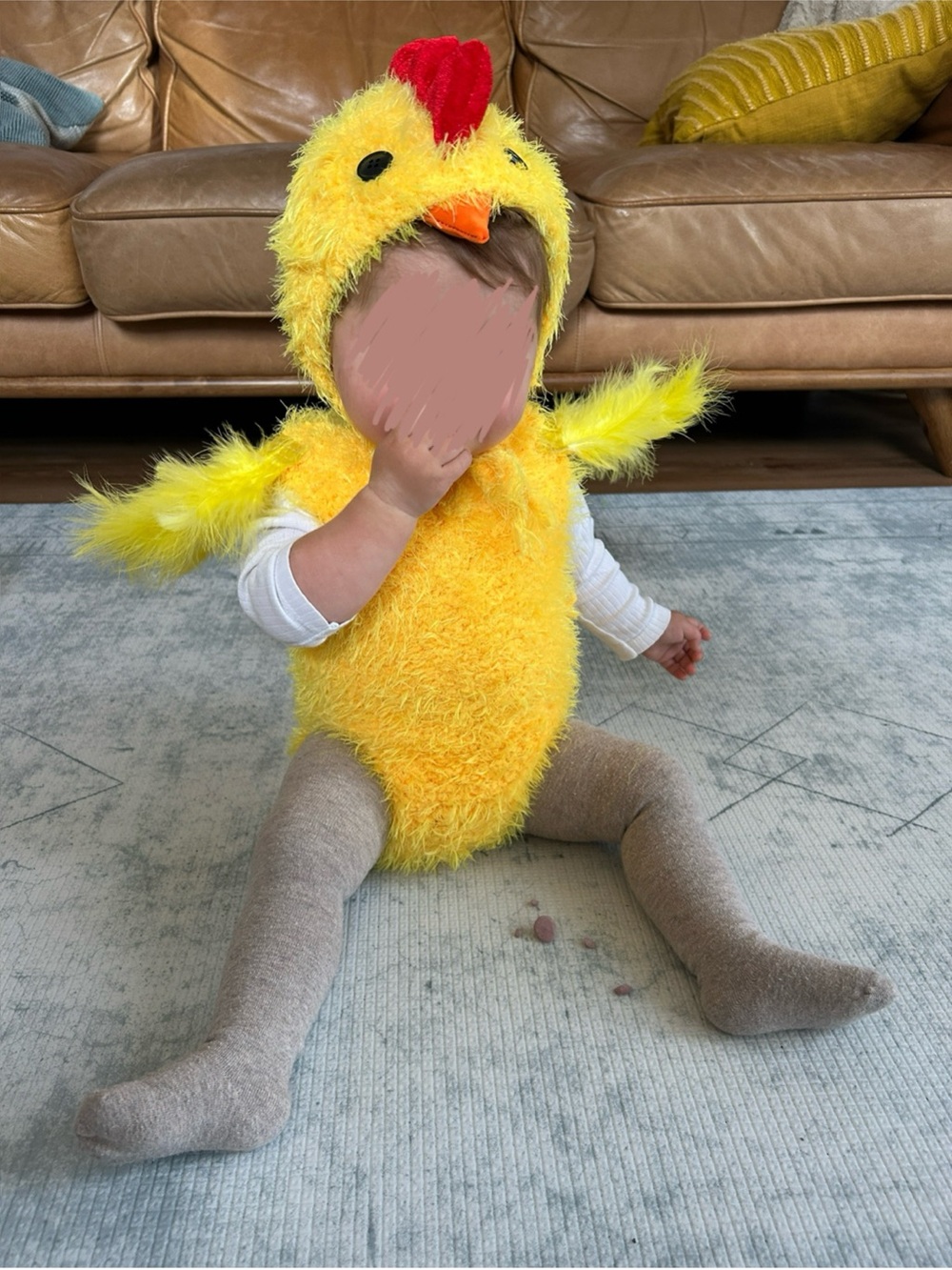 Yellow Fuzzy Chick Costume with Feathery Wings
